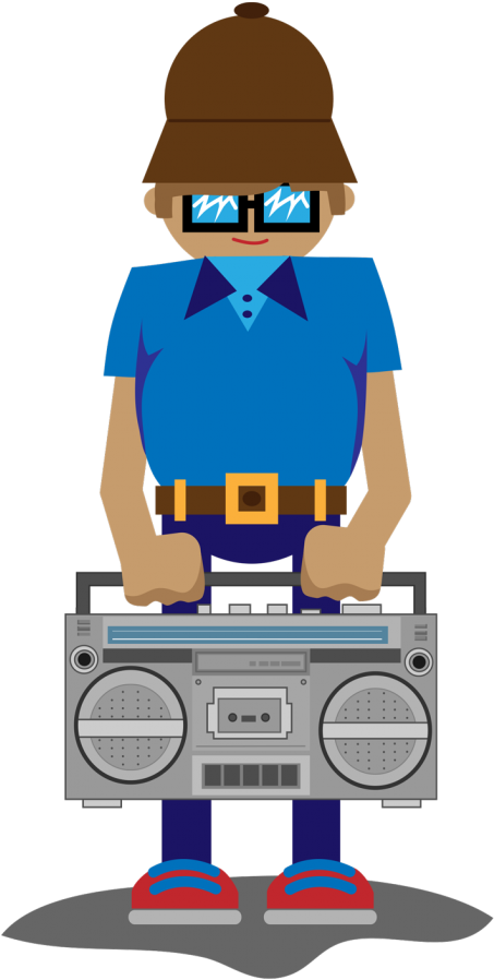 B-boy Boombox Vector Illustration & Gif - Portable Network Graphics (956x1024), Png Download