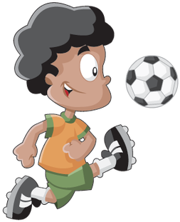 Cute Playful Cartoon Boy Playing Soccer Football Swimming - Cartoon Playing Soccer Png (322x399), Png Download