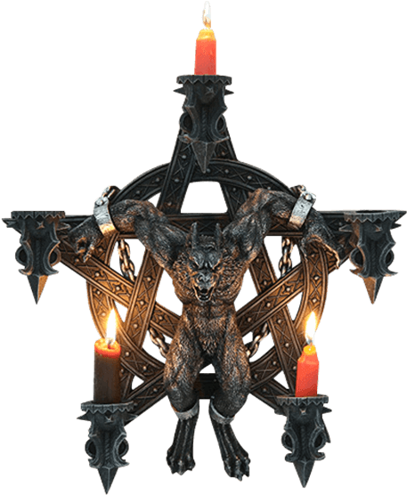 Werewolf Pentagram Candle Holder - Pacific Trading Wolfman Pentagram Candle Holder (555x555), Png Download