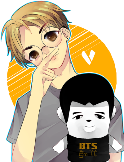 Tae Hyung V Anime (400x534), Png Download