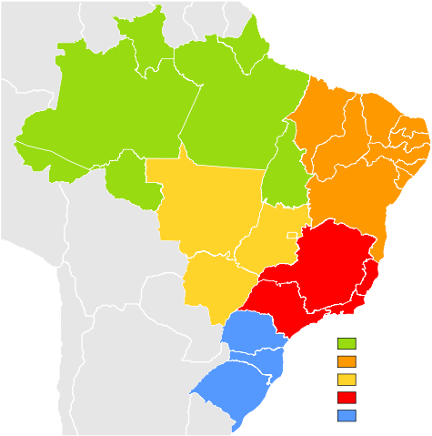 Mapa Do Brasil Vetorizado - Brazil Regions (545x480), Png Download