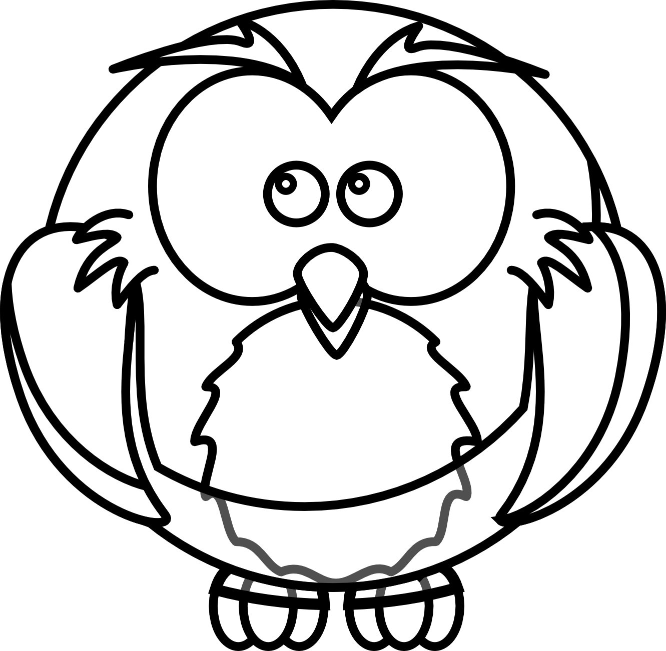 Cartoon Owl Tatoo Tattoo Black White Line Art Svg - Black And White Colouring (1331x1302), Png Download