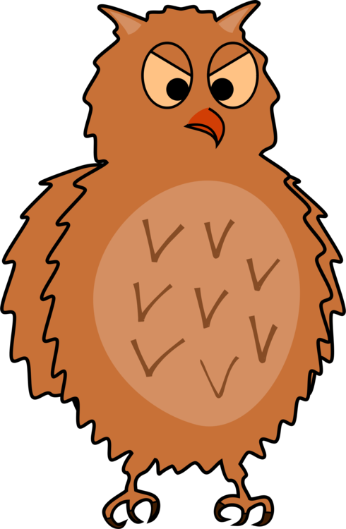 Computer Icons Line Art Owl Cartoon - Enraged Owl Front View, Spread Wings (490x750), Png Download