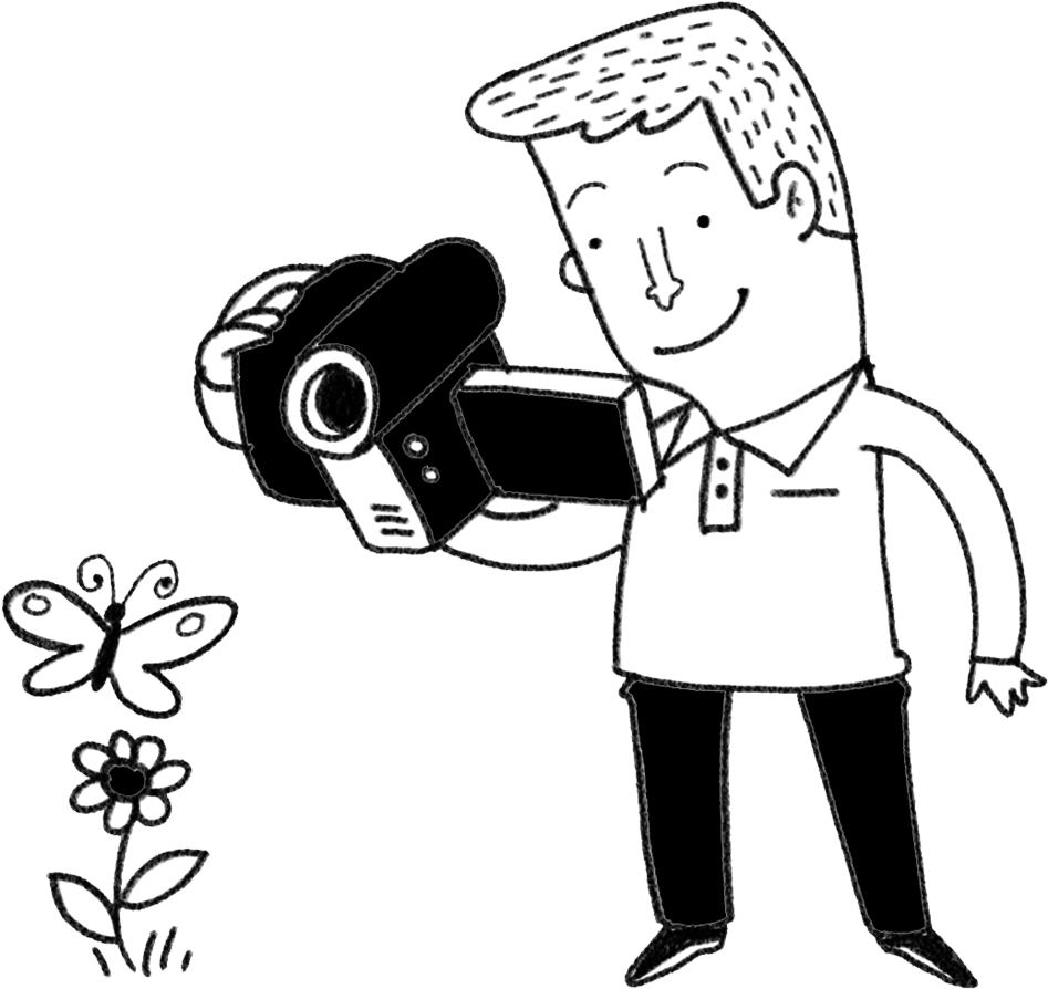 Filming In Research - Cartoon Person Filming Png (1200x1200), Png Download