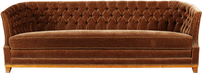 Large Vintage Fabric Sofa - Vintage Couch Front View Png (400x400), Png Download