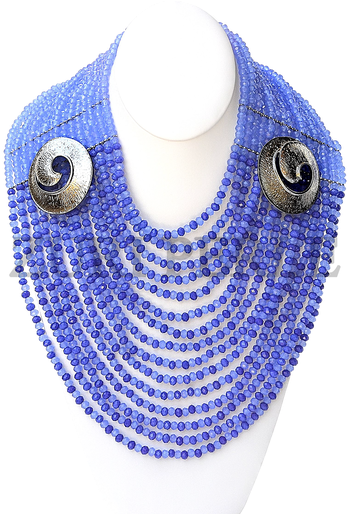 Handmade Unique Two Tone Blue Multi-layered Jewelry, - Chain (360x513), Png Download