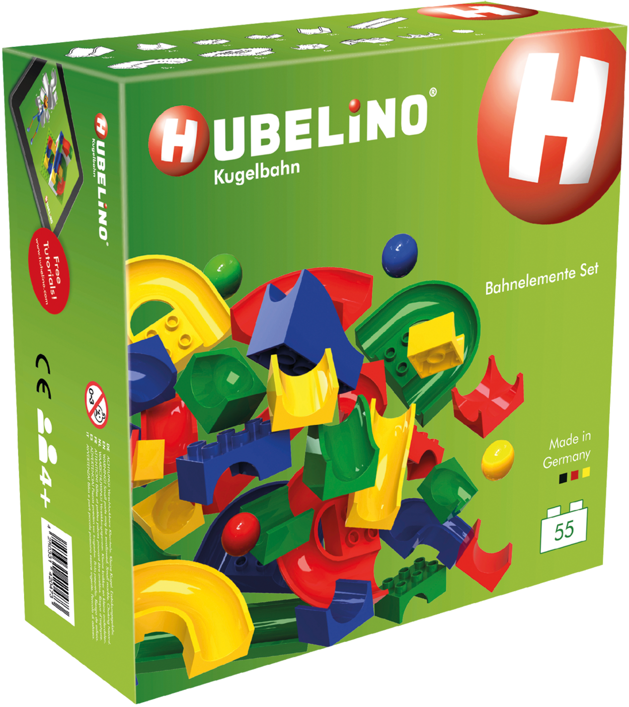 55-piece Run Elements Set - Hubelino Marble Run - 105 White Building Blocks - Made (1920x1440), Png Download