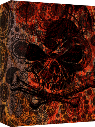 Angry Skull Emerging From Grunge Paisley And Fire - Cushion (674x516), Png Download