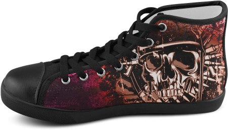 Militia Grunge Skull Men's High Top Canvas Shoes - Anime Black Rock Shooter #15 Women's High Top Lace-up (500x500), Png Download