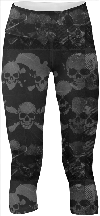 Skull Grunge Yogapants $65 - Black Grunge Skulls Scarf (400x719), Png Download