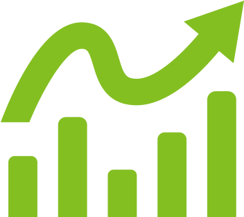 Bar Graph With Arrrow - Ppt Icon Finance (800x328), Png Download
