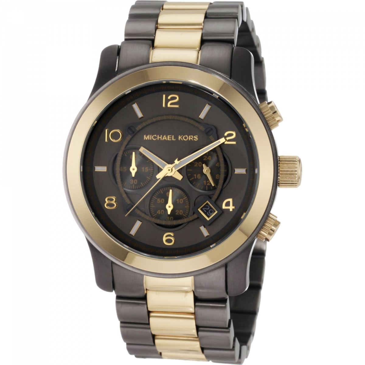 Relogio Png - Michael Kors Runway Gunmetal And Gold-tone Men's Watch (1200x1200), Png Download