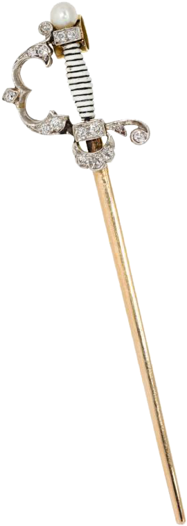 Diamond Sword Pendant In Platinum & 18 Kt Gold "the - Fencing (756x756), Png Download