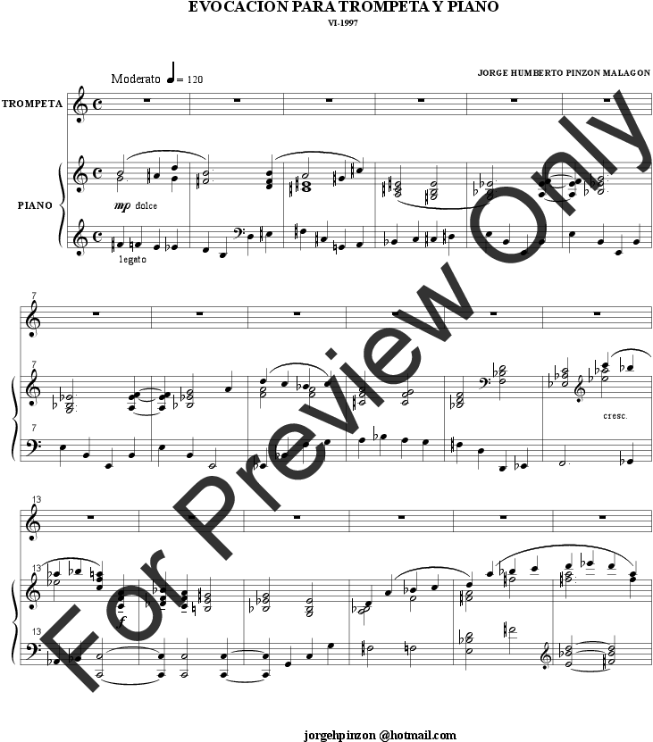 Evocacion Para Trompeta Y Piano Thumbnail - Sheet Music (816x1056), Png Download