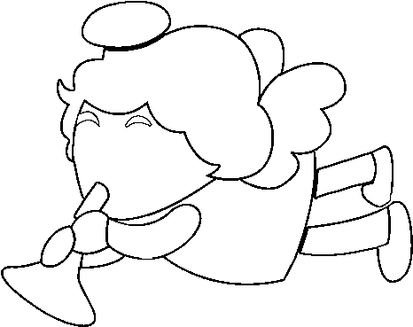 Dibujo De Ángel Tocando La Trompeta Para Colorear - Angel Tocando Una Trompeta Para Dibujar (600x470), Png Download