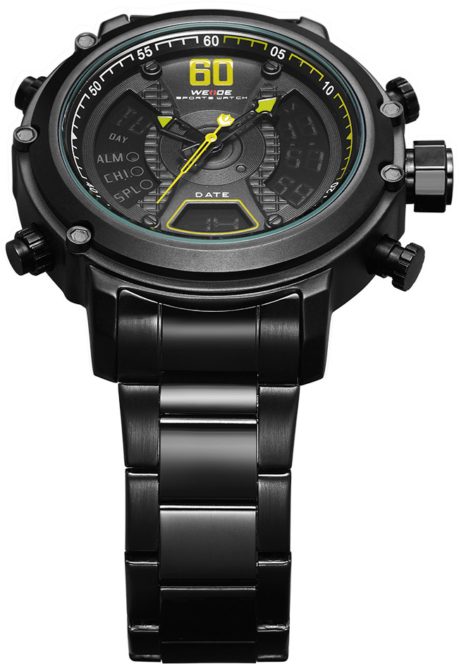 Weide Wh6905 Stainless Steel Military Wrist Watch Waterproof - Watch (1000x1000), Png Download