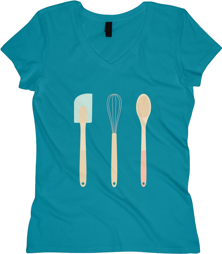 Baking Utensils V-neck Tee - T-shirt (1200x1200), Png Download
