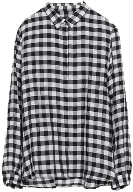 Camisa Cuadros Negro Blanco - Camisa De Cuadros Negro Con Blanco (450x644), Png Download