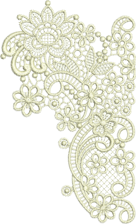 Taj Border End Mirror Embroidery Design From Www - Lace Corner Transparent White (457x750), Png Download