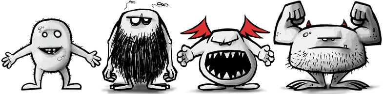 Even Though The Concepts And Early Gameplay Of Our - Simple Monster Sketches (790x200), Png Download