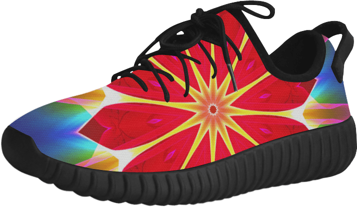 Blue Ice Flowers Red Abstract Modern Petals Zen - Sneakers (889x524), Png Download