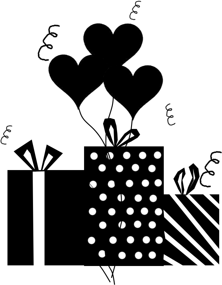 Presents W/heart Balloons Silhouette By Viktoria-lyn - Presents Silhouette (768x1024), Png Download