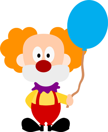 Clown With Balloon - Cartoon (367x450), Png Download