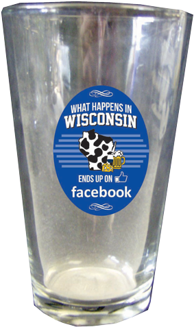 What Happens In Wi Ends Up On Facebook Pint Glass 24 - Pint Glass (320x500), Png Download