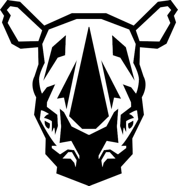 Evolution Of Logo In Sketchbook - Rhino Logo Black And White (600x627), Png Download