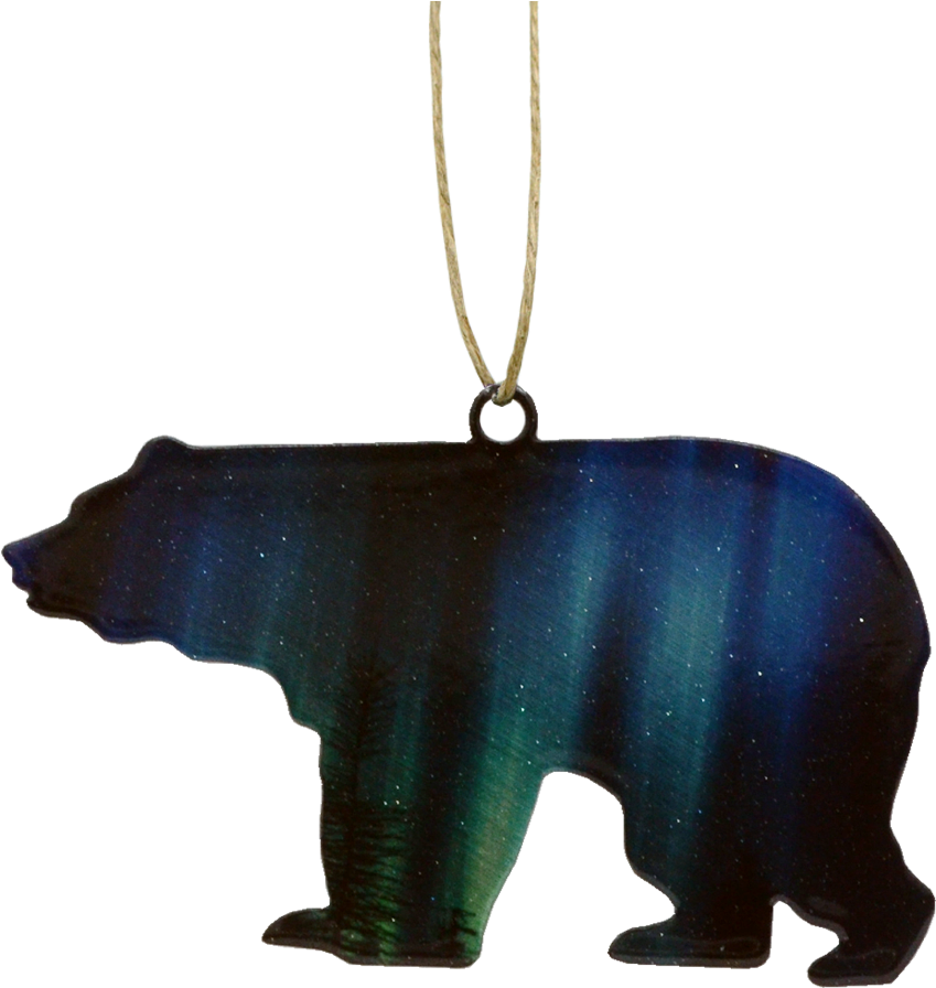 Northern Lights Bear Ornament - Bear Silhouette (1000x1000), Png Download