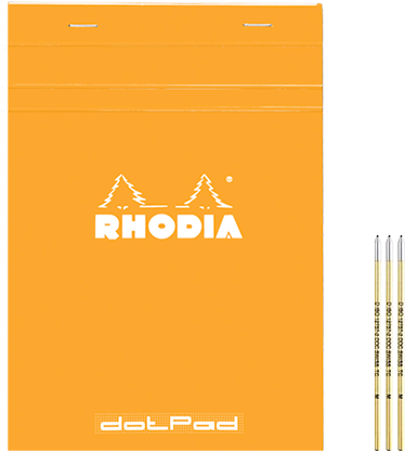 Rhodia Premium A4 Notepad 3pk Ink Refills 6 Months - Bloc Rhodia Dot Pad (black) (382x424), Png Download