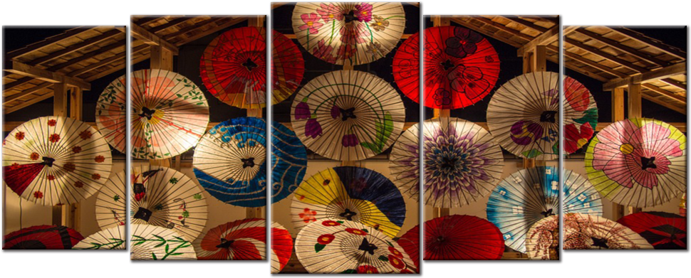 Japanese Umbrellas Canvas Wall Art - Traveling Japan: Blank Travel Journal, 5 X 8, 108 Lined (1000x1000), Png Download