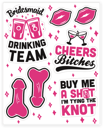 Bachelorette Party Sticker/decal Sheet - Bachelorette Party Stickers (484x484), Png Download
