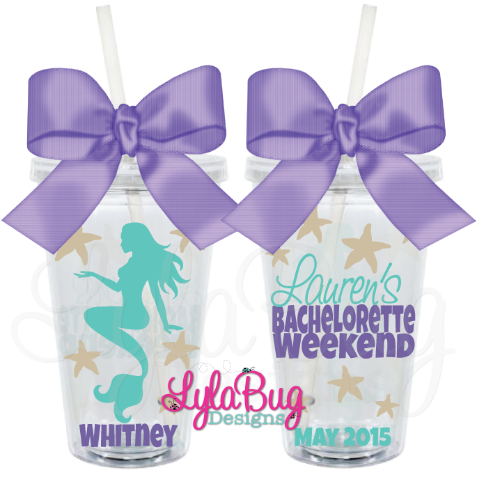 Mermaid Bachelorette Acrylic Tumbler - Mermaid Sitting Vinyl Decal Sized To Fit A 11 L (900x900), Png Download