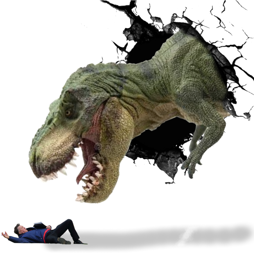 Ftestickers Man Scared Dinosaur Broken Stickers Freeto - Dinosaur (1024x1024), Png Download