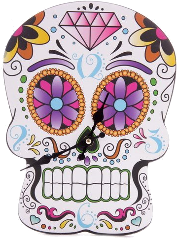 Day Of The Dead Candy Skull Clock - Day Of The Dead Skull (396x520), Png Download