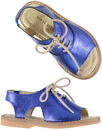 Metallic Lace Tie Sandals Blue - Sandal (600x600), Png Download