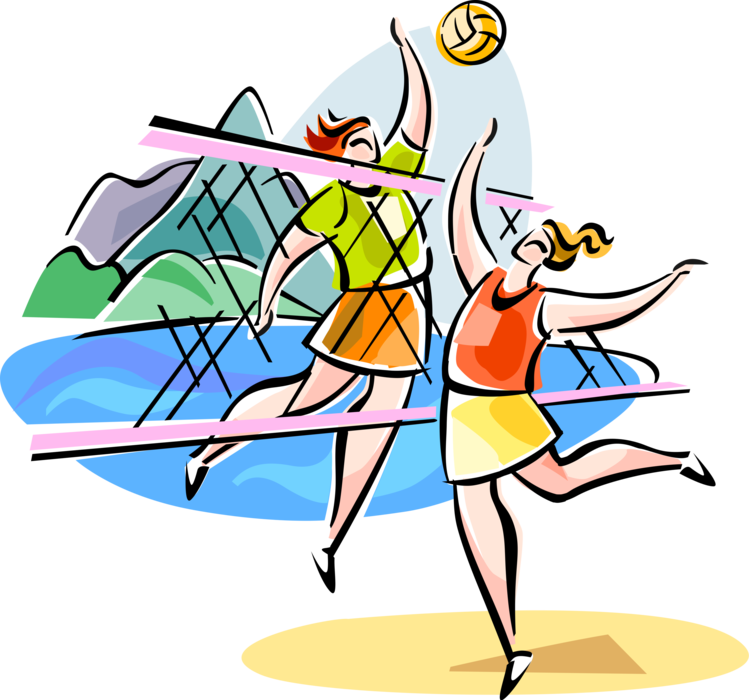 Vector Illustration Of Brazilian Beach Volleyball Sport - Beach Volleyball Game Clipart (749x700), Png Download