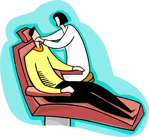 Man In Dentist Chair Royalty Free Vector Clip Art Illustration - Dentist Patient Clipart (480x441), Png Download