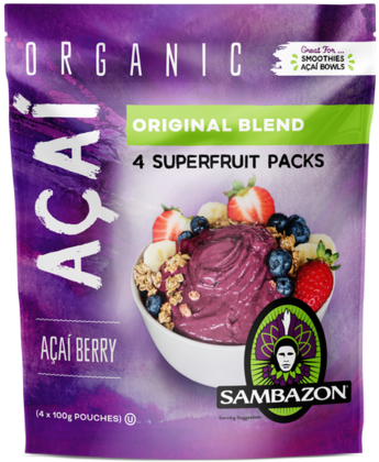 Buy Organic Acai Berry Puree Superfruit Packs, Original - Sambazon Acai Berry + Guarana Smoothie Packs - 4 Pack, (480x480), Png Download