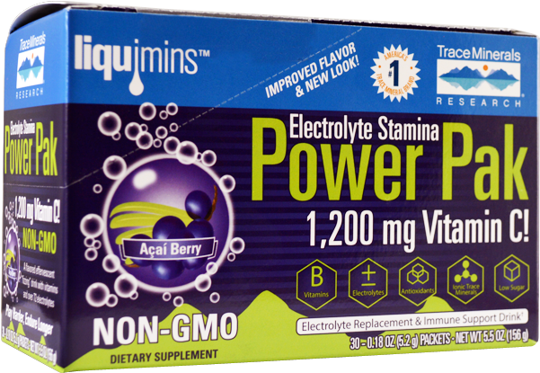 Trace Minerals Electrolyte Stamina Power Pak Acai Berry - Power Pak Electrolyte Stamina & Vitamin C - Mixed (650x650), Png Download