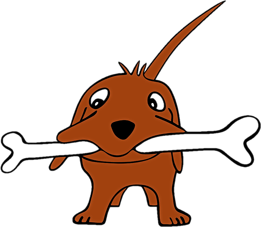 Grinning Pup With A Giant Bone Clipart - Vector Graphics (900x848), Png Download
