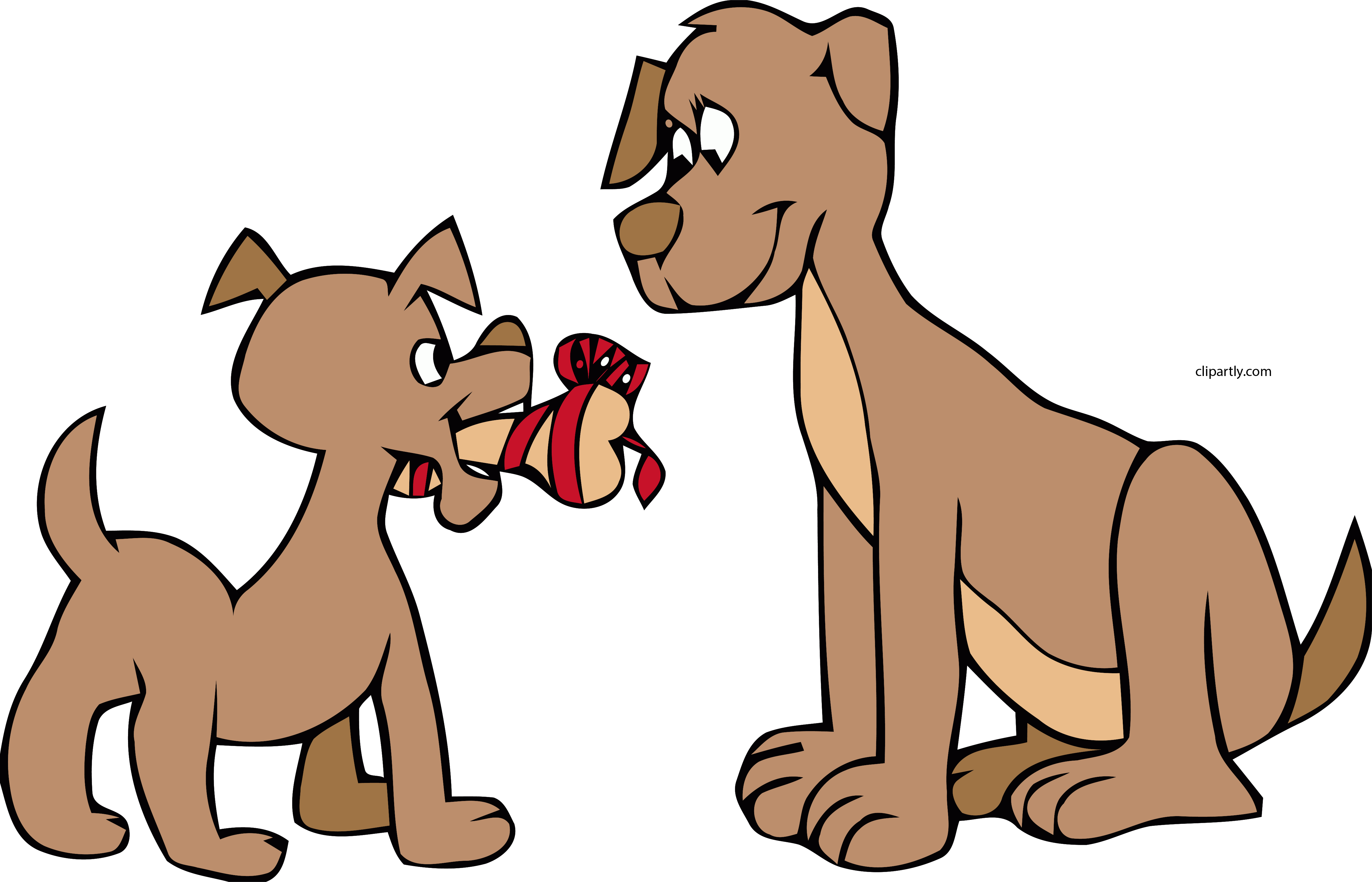 Dog Giving Bone Clipart Png - Dog And Puppy Clipart (4790x3080), Png Download
