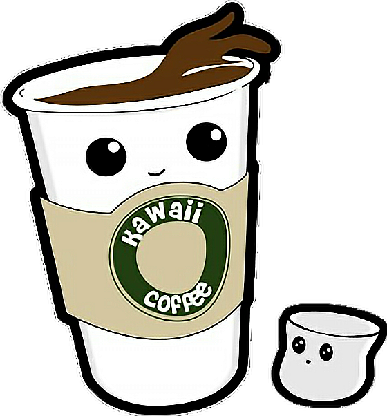 Coffee Cup Marshmallow Drink Kawaii Freetoedit - Kawaii Coffee Png (560x602), Png Download