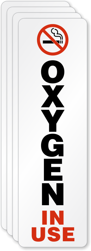 Oxygen In Use No Smoking Label - Oxygen In Use Door Sign (290x800), Png Download