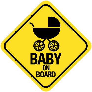 Baby On Board Car Decal - Man Crossing Sign (374x374), Png Download