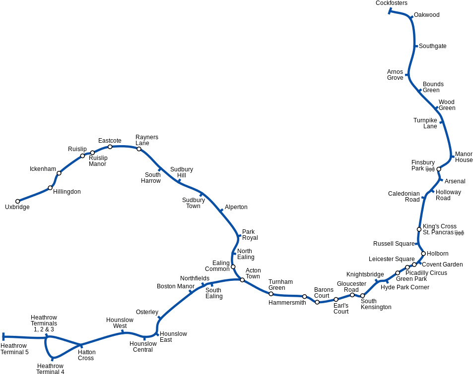 Metro Londres Piccadilly Line (1000x800), Png Download