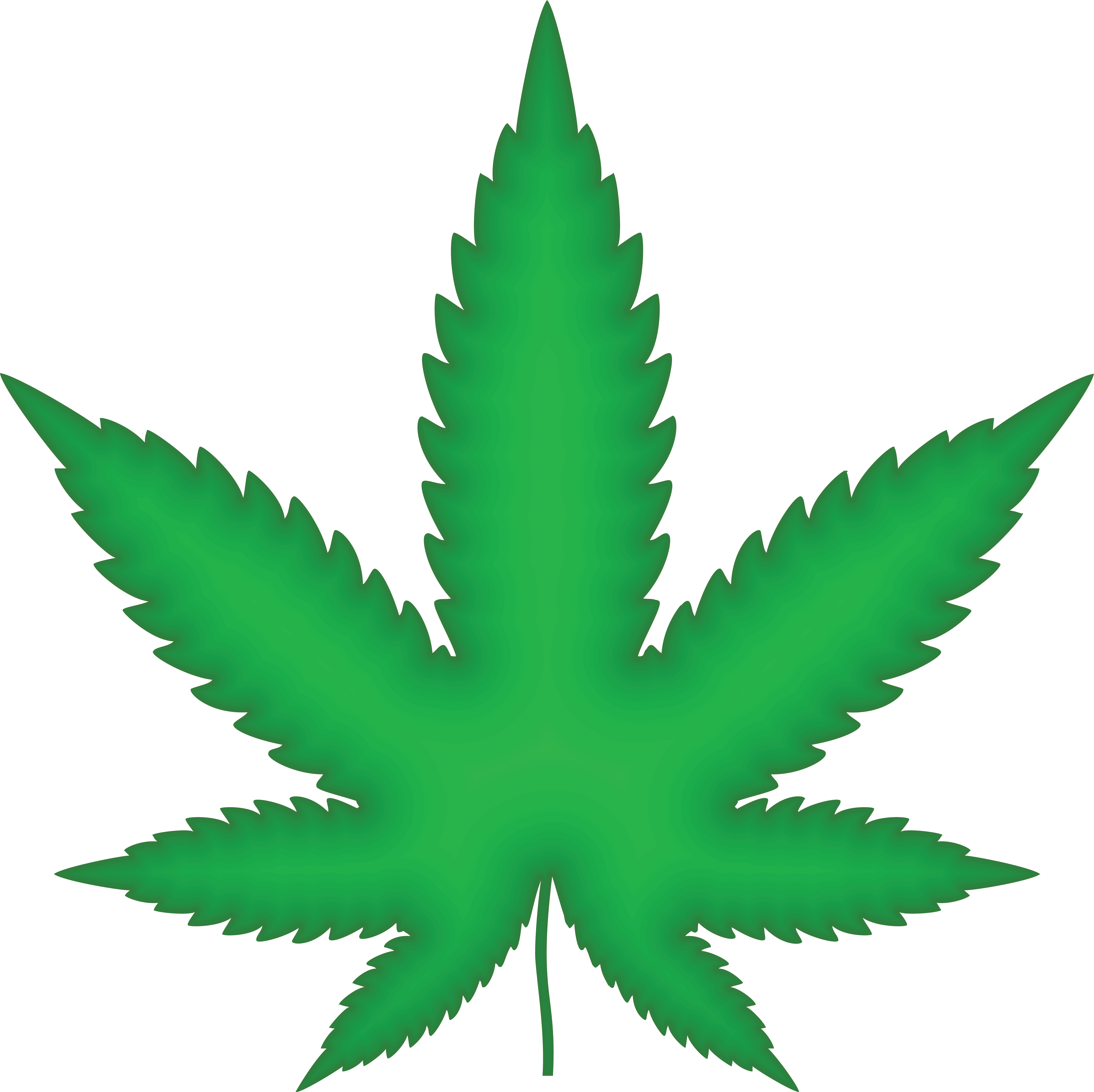 Free Clipart Of A Green Pot Leaf - Weed Leaf Png (4000x3995), Png Download