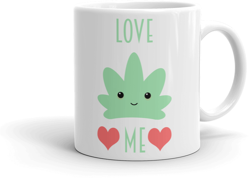 Cute Kawaii Love Me Weed Leaf Coffee Mug Front - Kush (1000x1000), Png Download