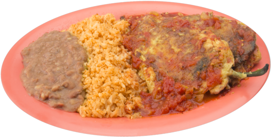 Chile Relleno Con Arroz Y Frijoles (1000x667), Png Download